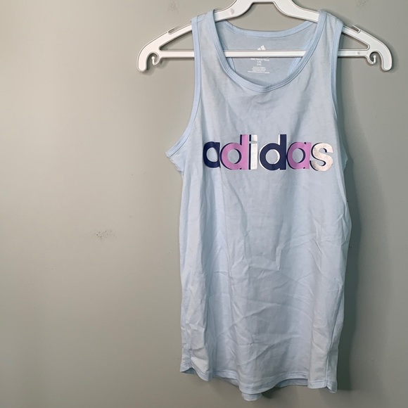 ADDIDAS NWT BLUE SILVER TANK TOP SIZE GIRLS L 14 - Picture 2 of 5